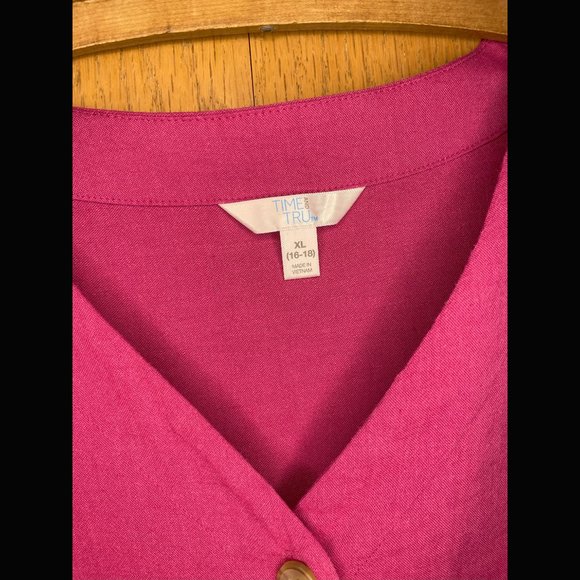 Time and Tru Pink Button-up Blouse Size XL - Picture 4 of 5